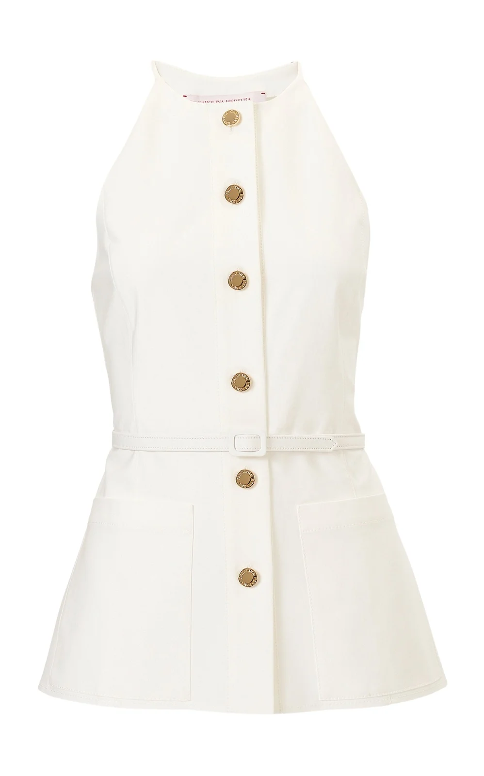 Carolina Herrera Belted Cotton Sateen Top