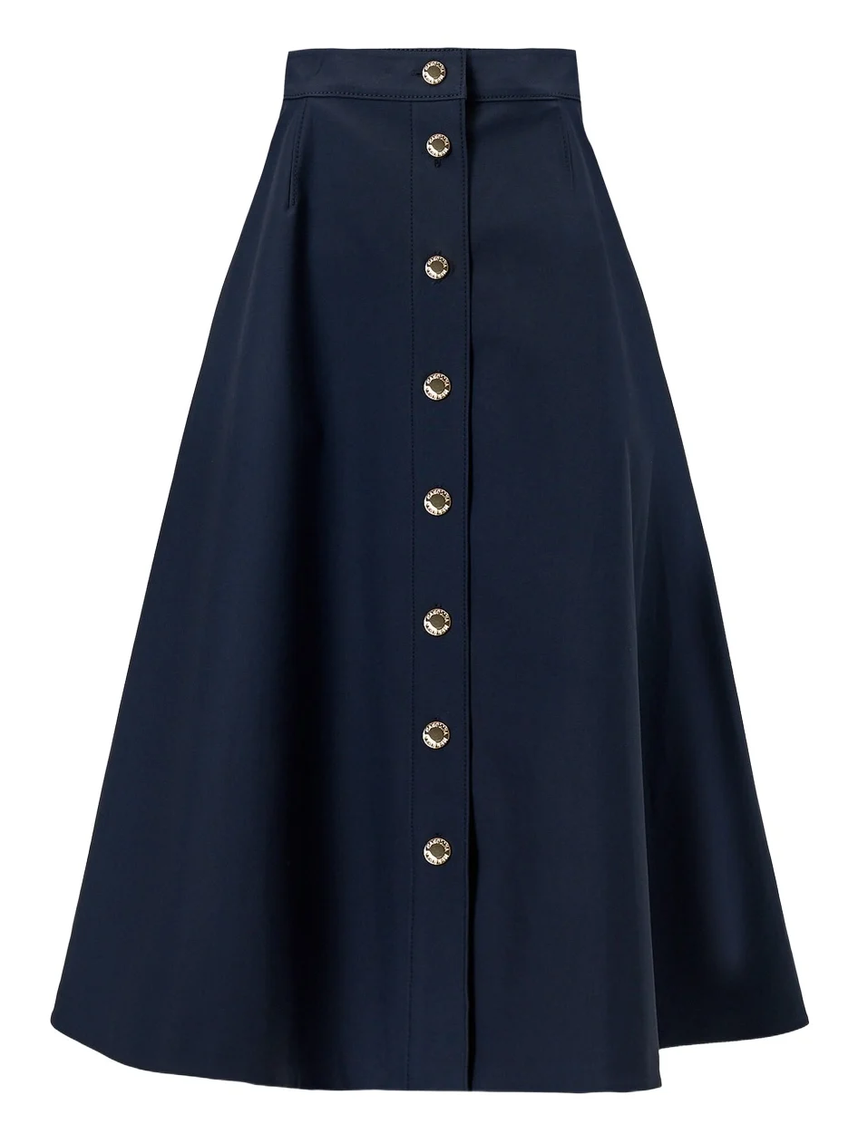 Carolina Herrera Button-Front Cotton Sateen Midi Skirt
