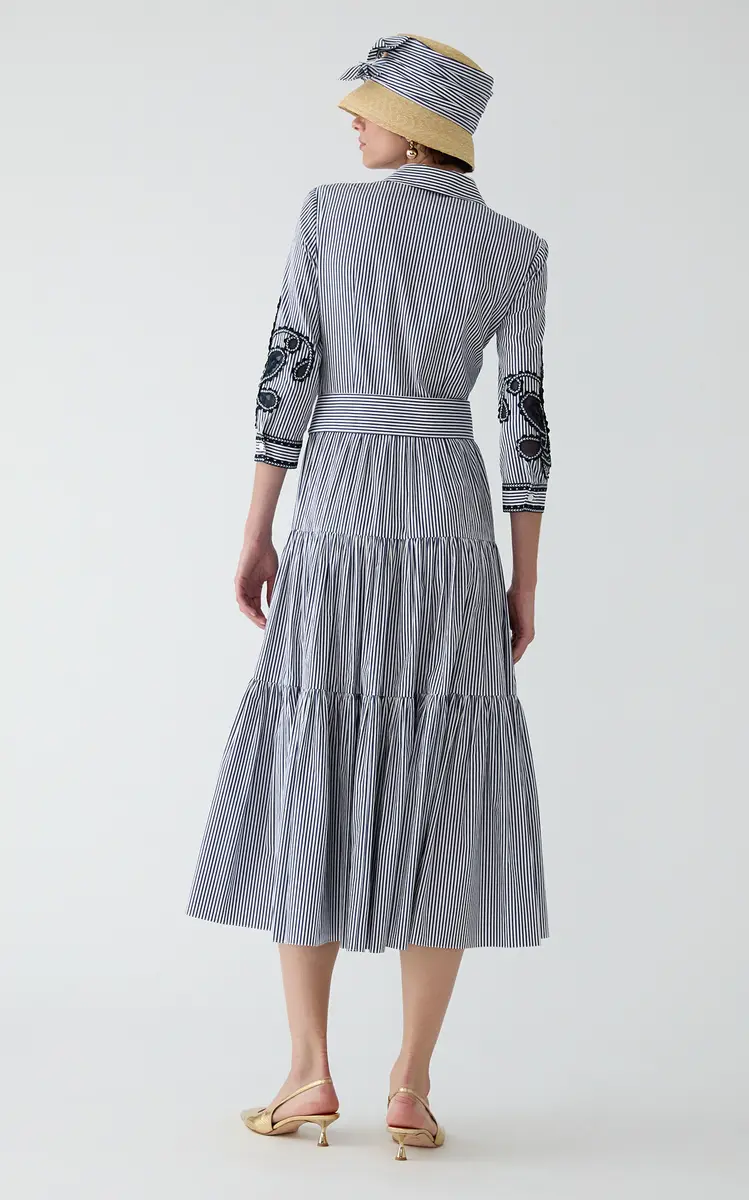 Carolina Herrera Embroidered Striped Cotton Shirt Dress | Thumbnail 3