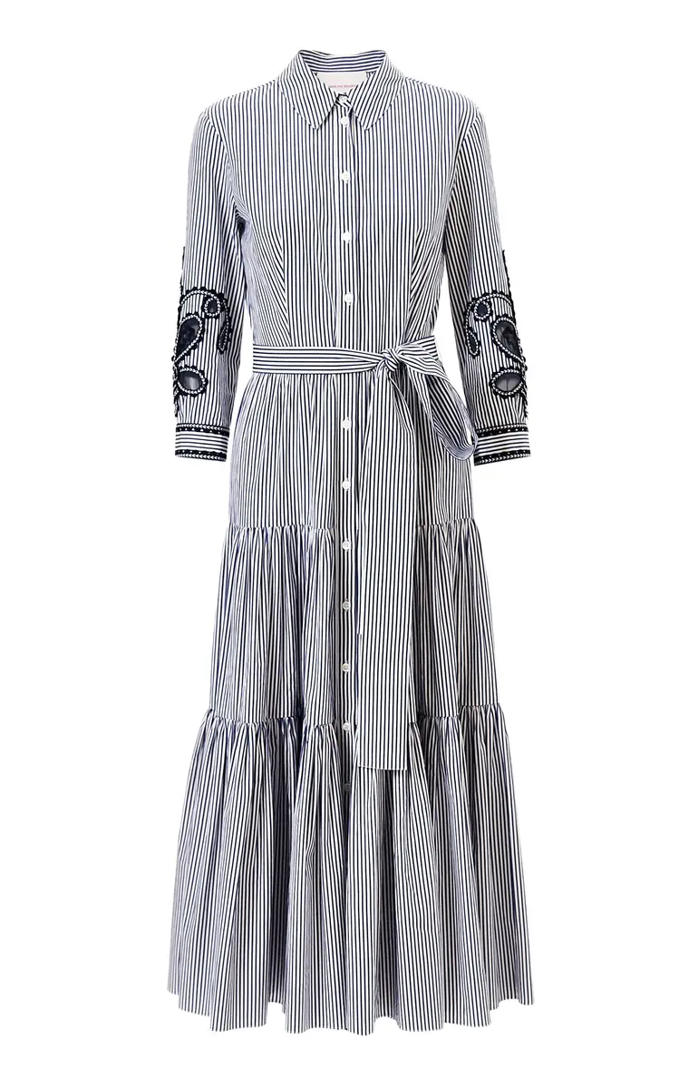 Carolina Herrera Embroidered Striped Cotton Shirt Dress | Thumbnail 4