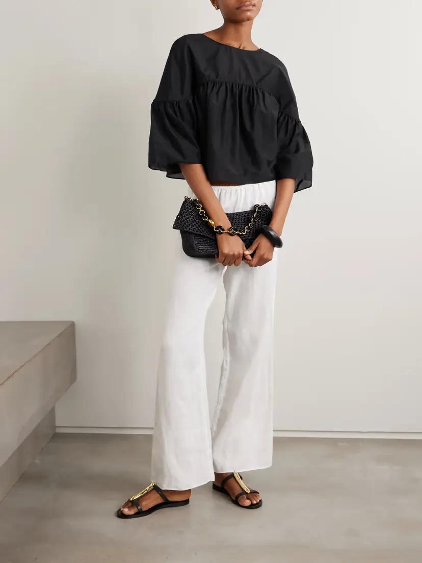 Matteau Gathered Organic Cotton And Silk-blend Blouse | Thumbnail 2 Matteau Gathered Organic Cotton And Silk-blend Blouse | Thumbnail 2