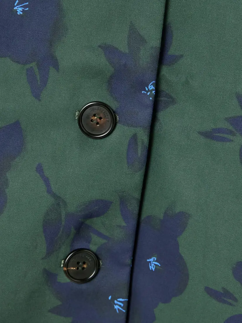 SHUSHU/TONG Velvet-trimmed Floral-print Woven Trench Coat | Thumbnail 5