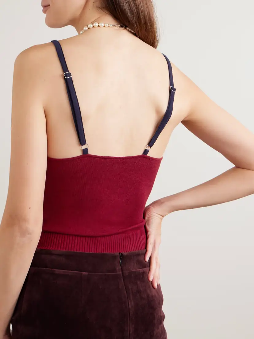 SHUSHU/TONG Cropped Embellished Embroidered Silk And Cashmere-blend Camisole | Thumbnail 4 SHUSHU/TONG Cropped Embellished Embroidered Silk And Cashmere-blend Camisole | Thumbnail 4