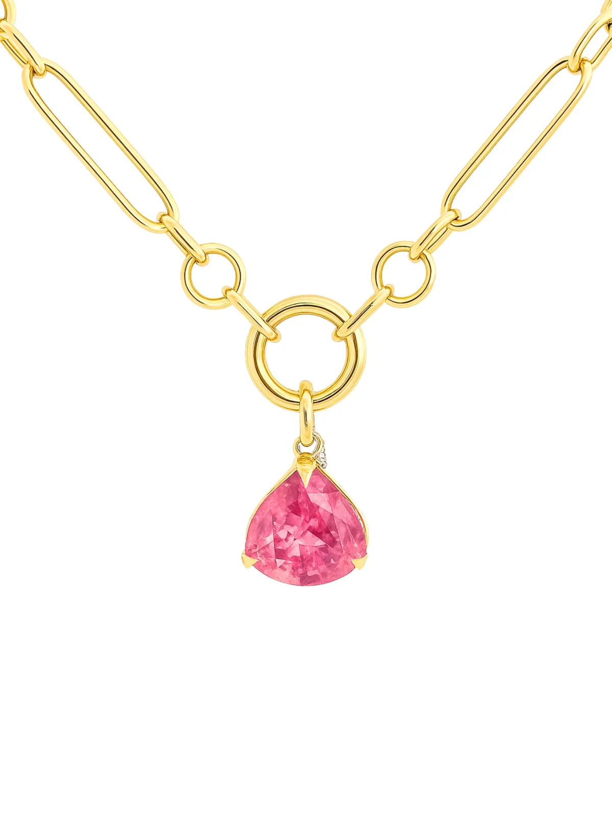 Wish Fine Jewelry 0.08ct Diamond Watermelon Tourmaline 18K Gold Pendant