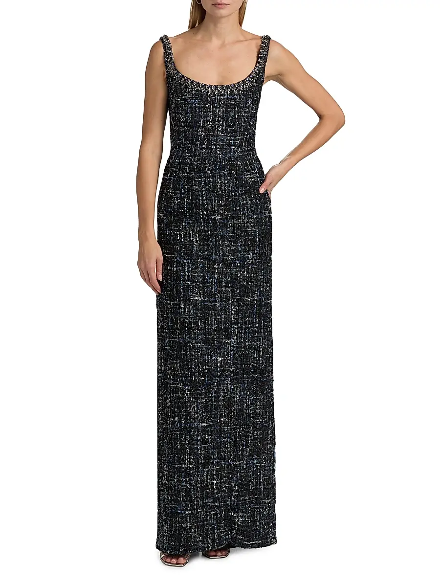 SACHIN & BABI Women's Lana Embellished Tweed Column Gown | Thumbnail 2