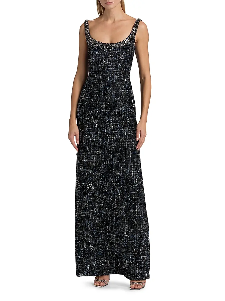 SACHIN & BABI Women's Lana Embellished Tweed Column Gown | Thumbnail 3