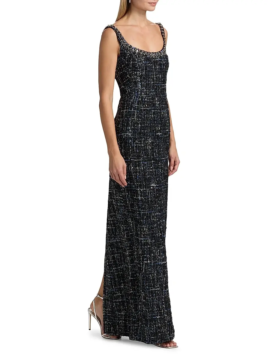SACHIN & BABI Women's Lana Embellished Tweed Column Gown | Thumbnail 4