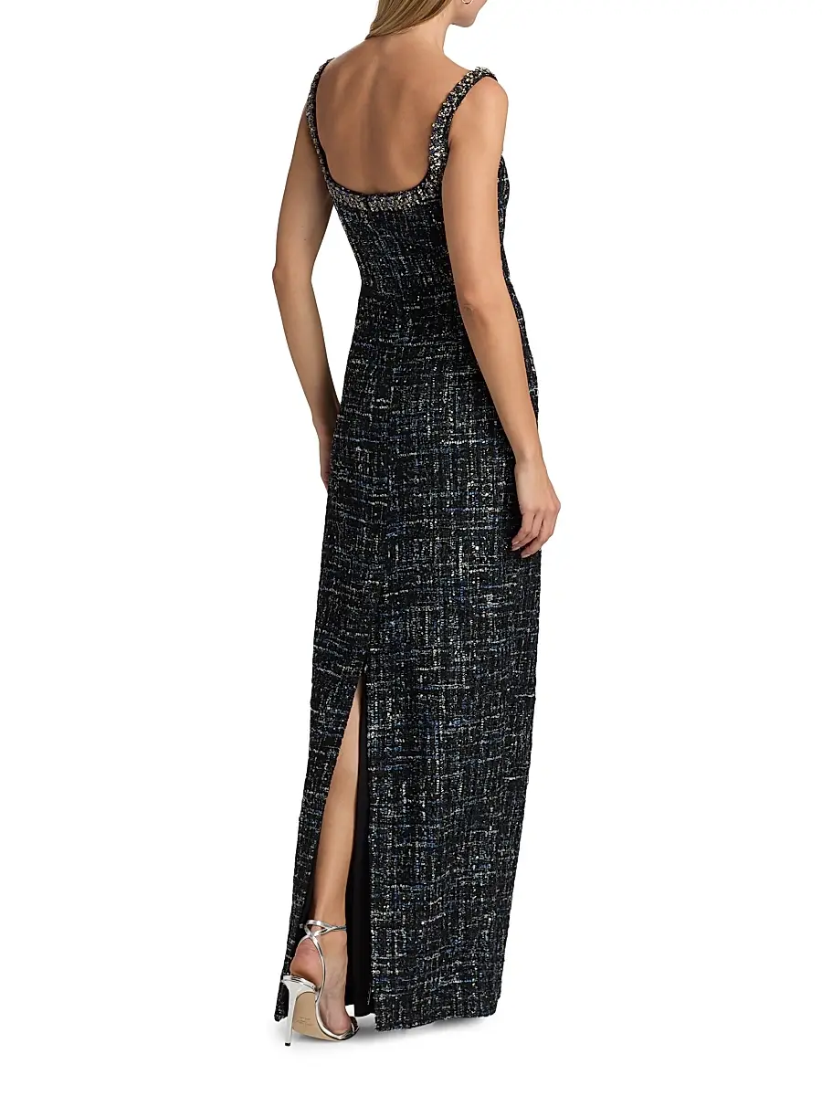SACHIN & BABI Women's Lana Embellished Tweed Column Gown | Thumbnail 5