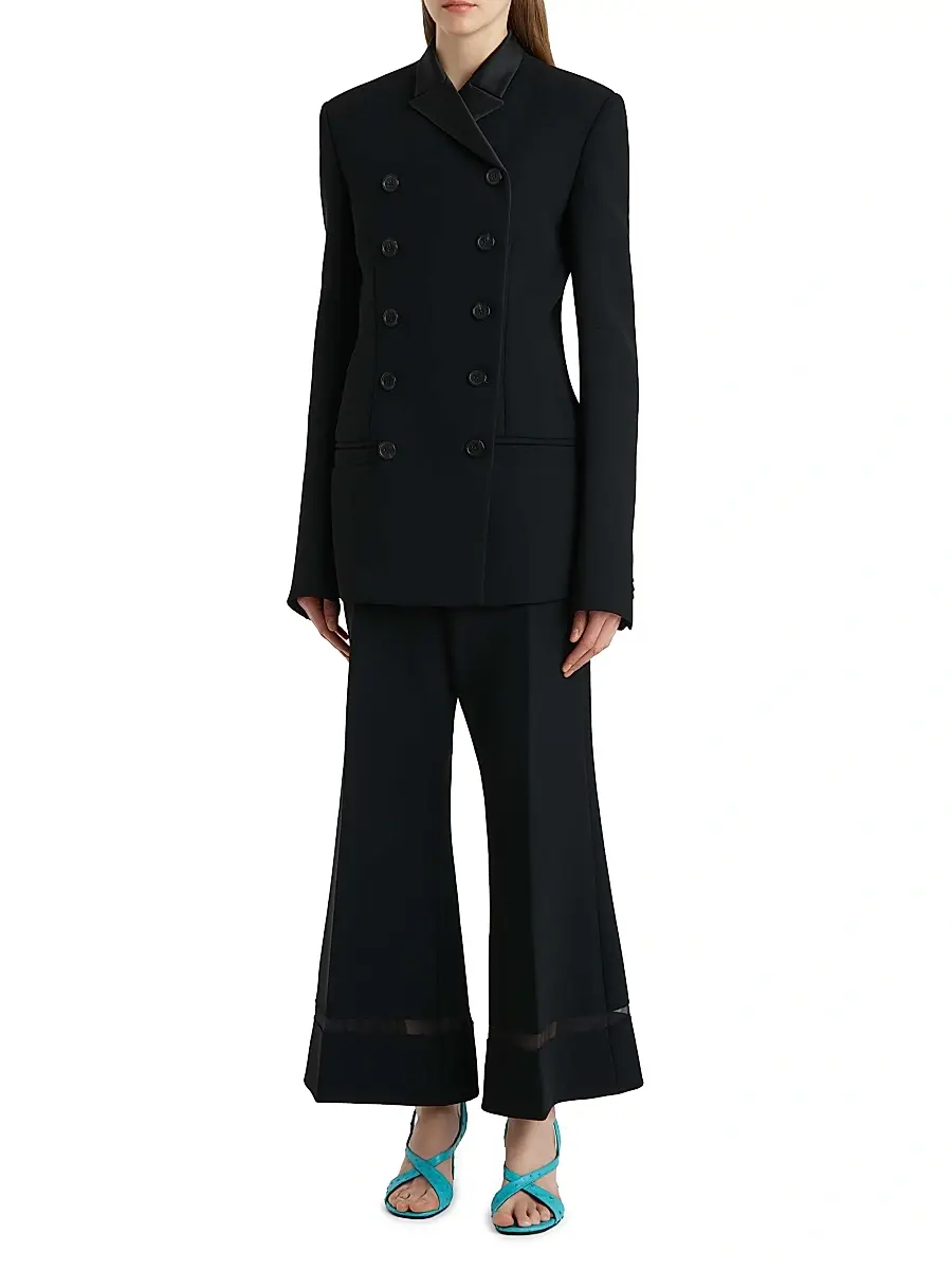 Khaite Women's Wallace Mesh-Panel Wide-Leg Pants - Black | Thumbnail 2 Khaite Women's Wallace Mesh-Panel Wide-Leg Pants - Black | Thumbnail 2