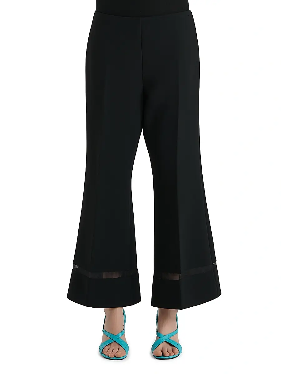 Khaite Women's Wallace Mesh-Panel Wide-Leg Pants - Black | Thumbnail 3 Khaite Women's Wallace Mesh-Panel Wide-Leg Pants - Black | Thumbnail 3