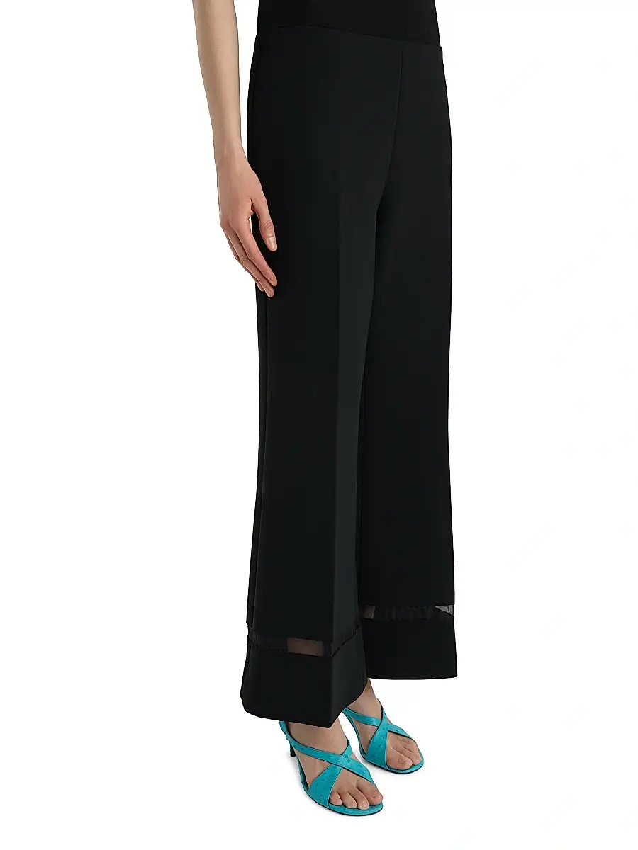 Khaite Women's Wallace Mesh-Panel Wide-Leg Pants - Black | Thumbnail 4 Khaite Women's Wallace Mesh-Panel Wide-Leg Pants - Black | Thumbnail 4