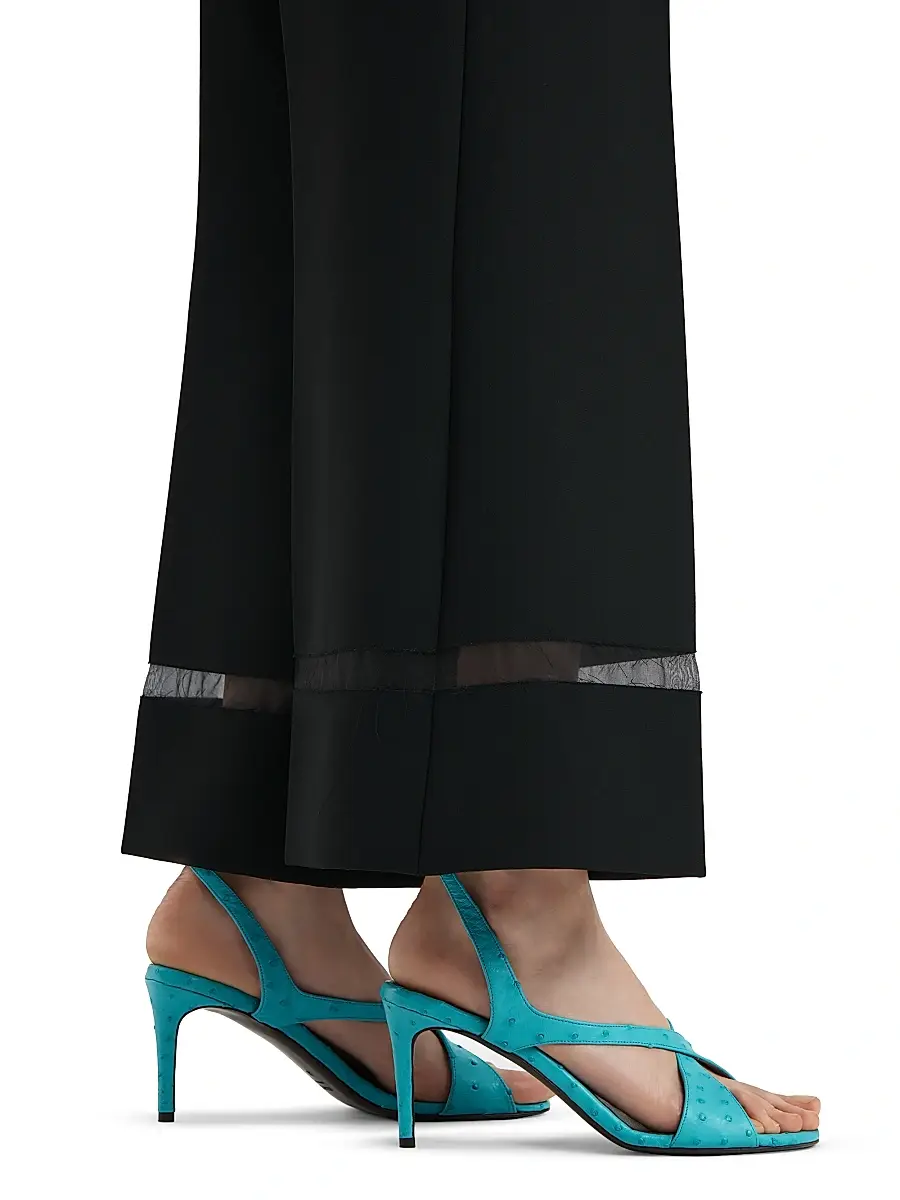 Khaite Women's Wallace Mesh-Panel Wide-Leg Pants - Black | Thumbnail 6 Khaite Women's Wallace Mesh-Panel Wide-Leg Pants - Black | Thumbnail 6