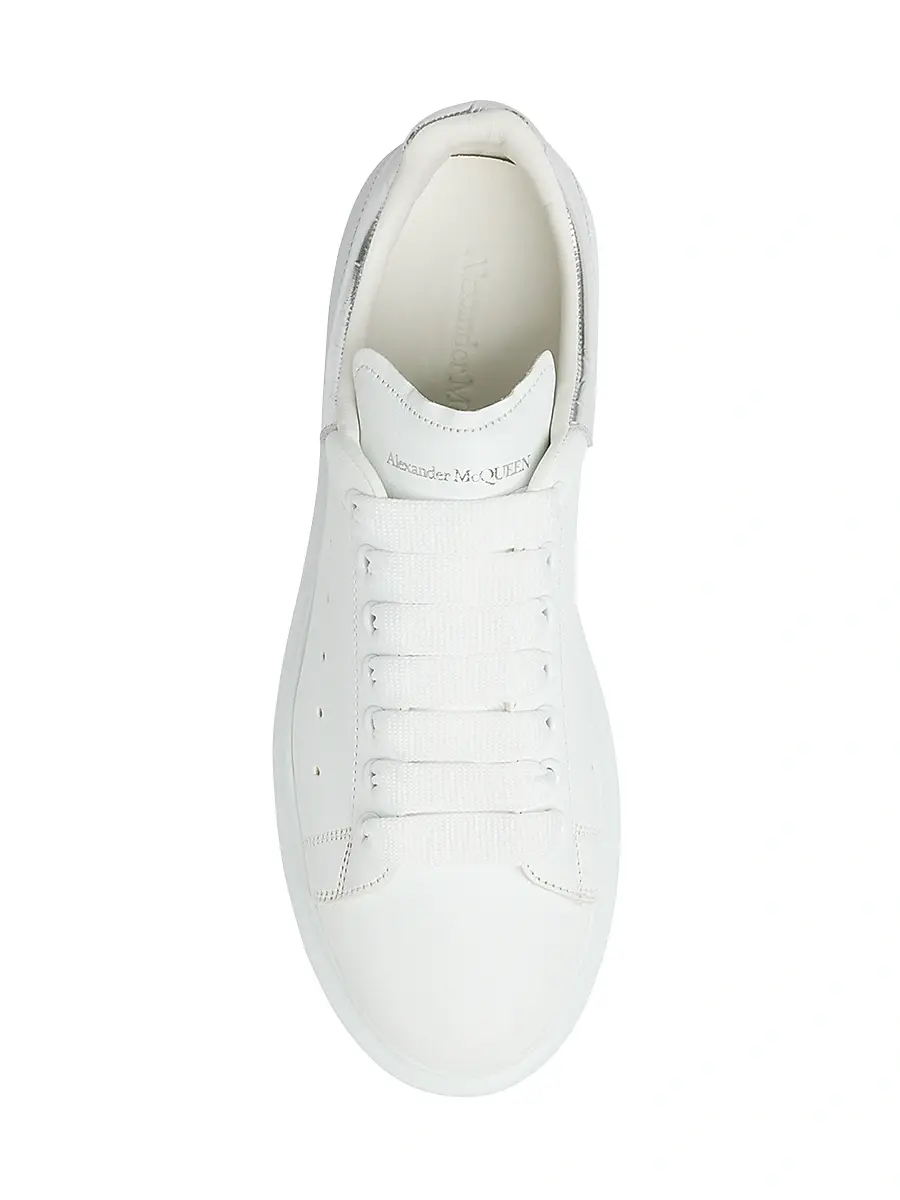 Alexander McQueen Women's Oversized Metallic Leather Low-Top Sneakers - White | Thumbnail 5