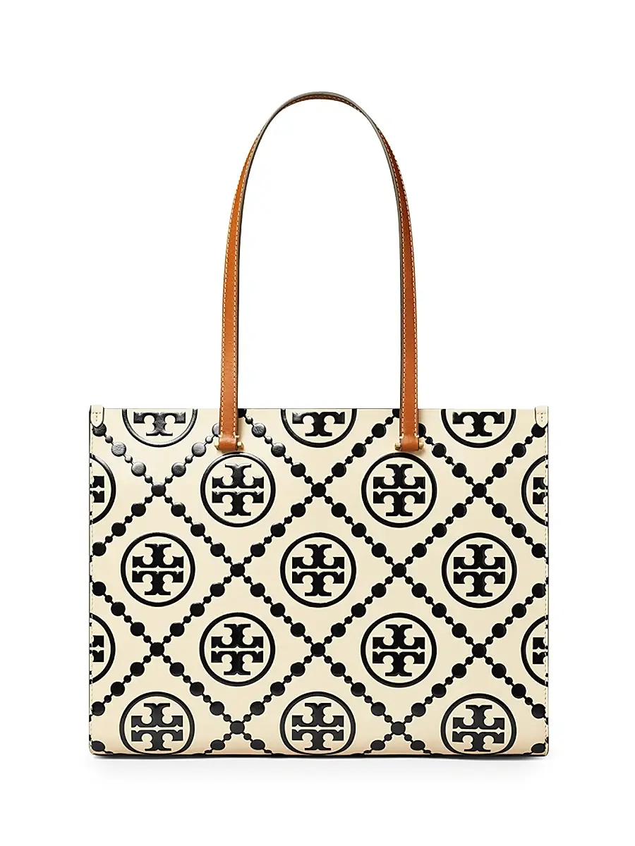 Tory Burch Women's T Monogram Embossed Leather Tote Bag - Beige | Thumbnail 11 Tory Burch Women's T Monogram Embossed Leather Tote Bag - Beige | Thumbnail 11