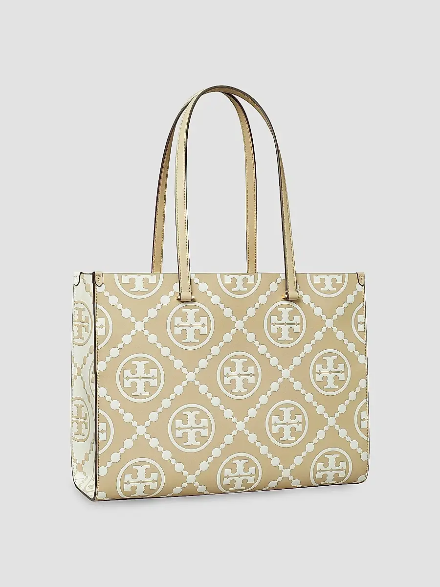 Tory Burch Women's T Monogram Embossed Leather Tote Bag - Beige | Thumbnail 5 Tory Burch Women's T Monogram Embossed Leather Tote Bag - Beige | Thumbnail 5