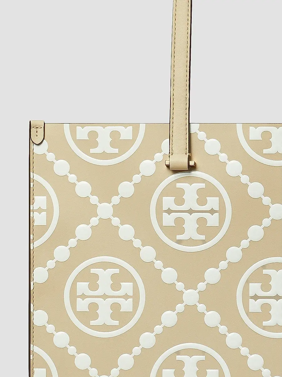 Tory Burch Women's T Monogram Embossed Leather Tote Bag - Beige | Thumbnail 6 Tory Burch Women's T Monogram Embossed Leather Tote Bag - Beige | Thumbnail 6