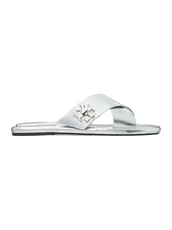 Women's Crisscross Metallic Leather Flat Sandals Women's Crisscross Metallic Leather Flat Sandals