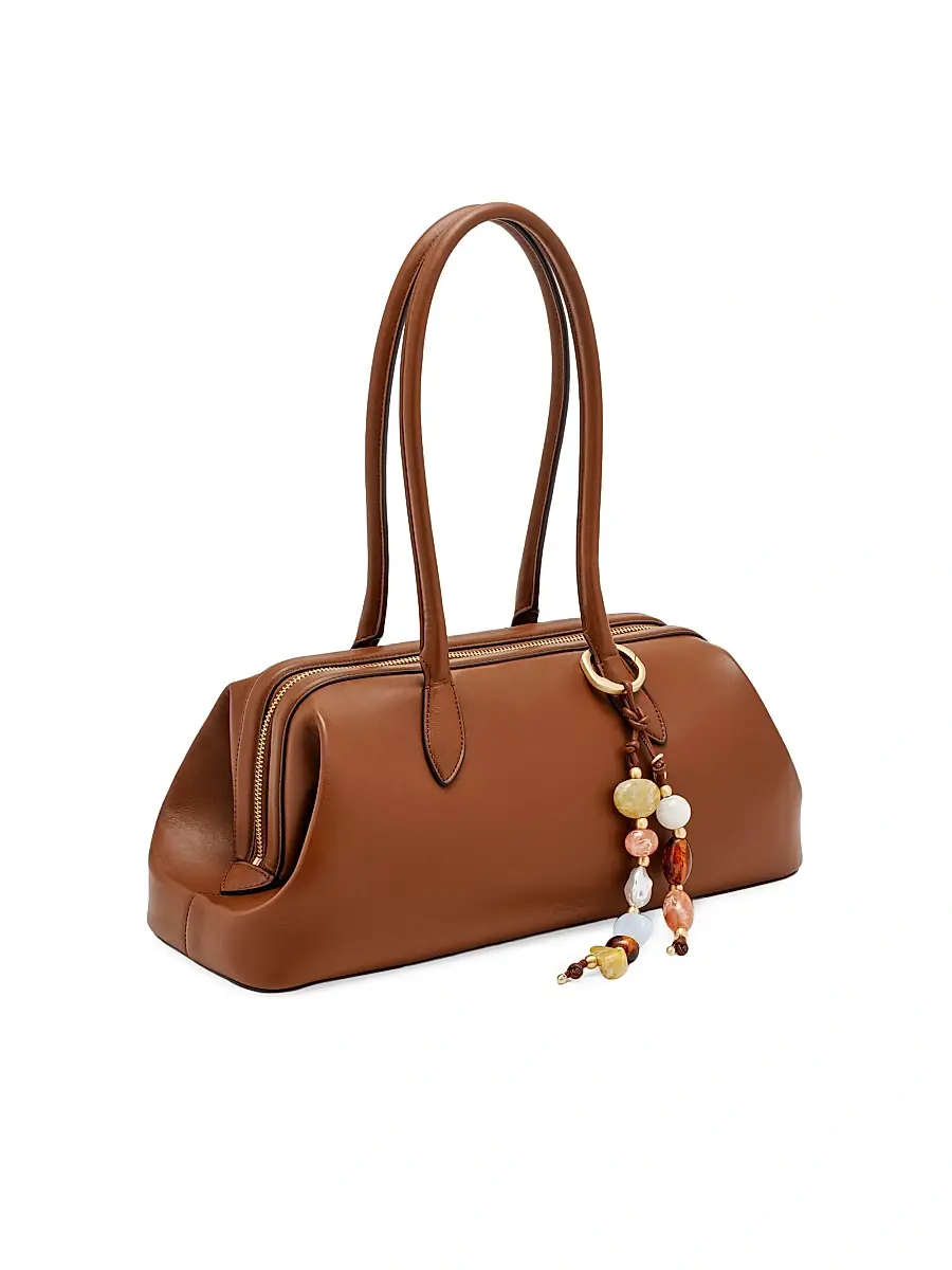 Cult Gaia Women's Raia Bag Charm-Detail Leather Satchel | Thumbnail 3
