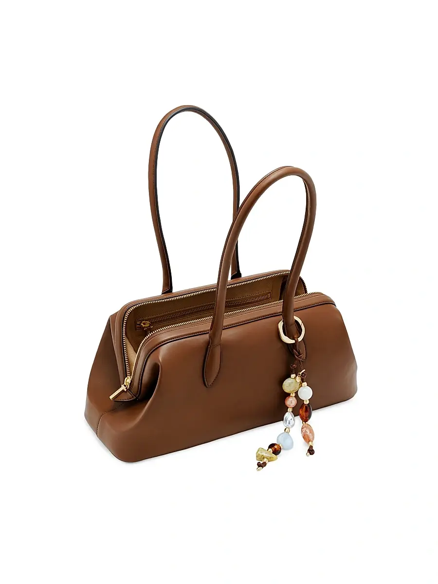 Cult Gaia Women's Raia Bag Charm-Detail Leather Satchel | Thumbnail 4