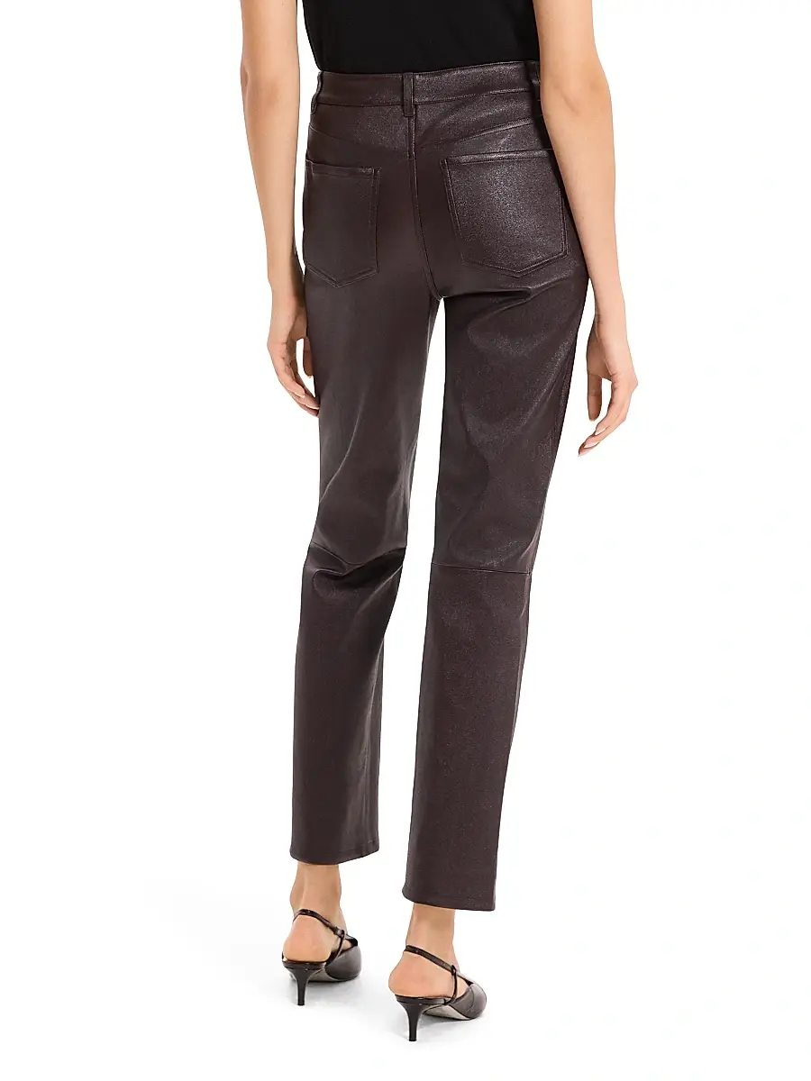 Theory Women's Glossed Leather Mid-Rise Pants | Thumbnail 5