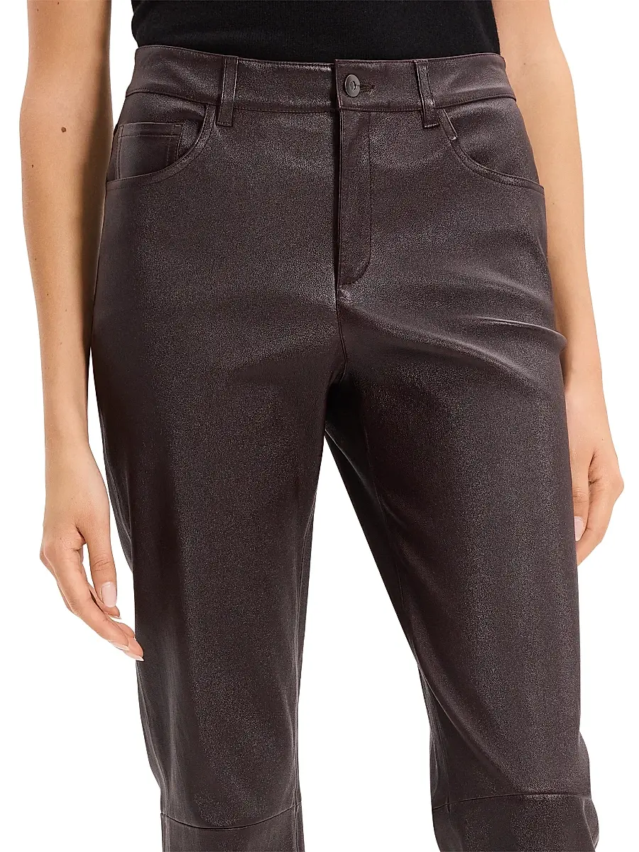 Theory Women's Glossed Leather Mid-Rise Pants | Thumbnail 6