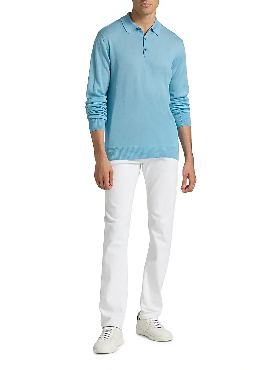 Saks Fifth Avenue Men's COLLECTION Merino Wool-Cashmere Long-Sleeve Polo Sweater | Thumbnail 2 Saks Fifth Avenue Men's COLLECTION Merino Wool-Cashmere Long-Sleeve Polo Sweater | Thumbnail 2
