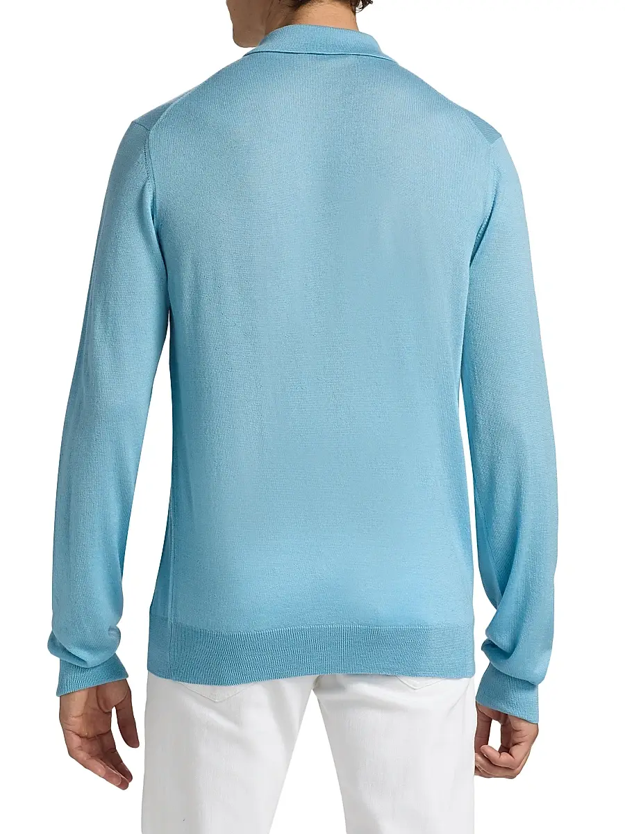 Saks Fifth Avenue Men's COLLECTION Merino Wool-Cashmere Long-Sleeve Polo Sweater | Thumbnail 5 Saks Fifth Avenue Men's COLLECTION Merino Wool-Cashmere Long-Sleeve Polo Sweater | Thumbnail 5