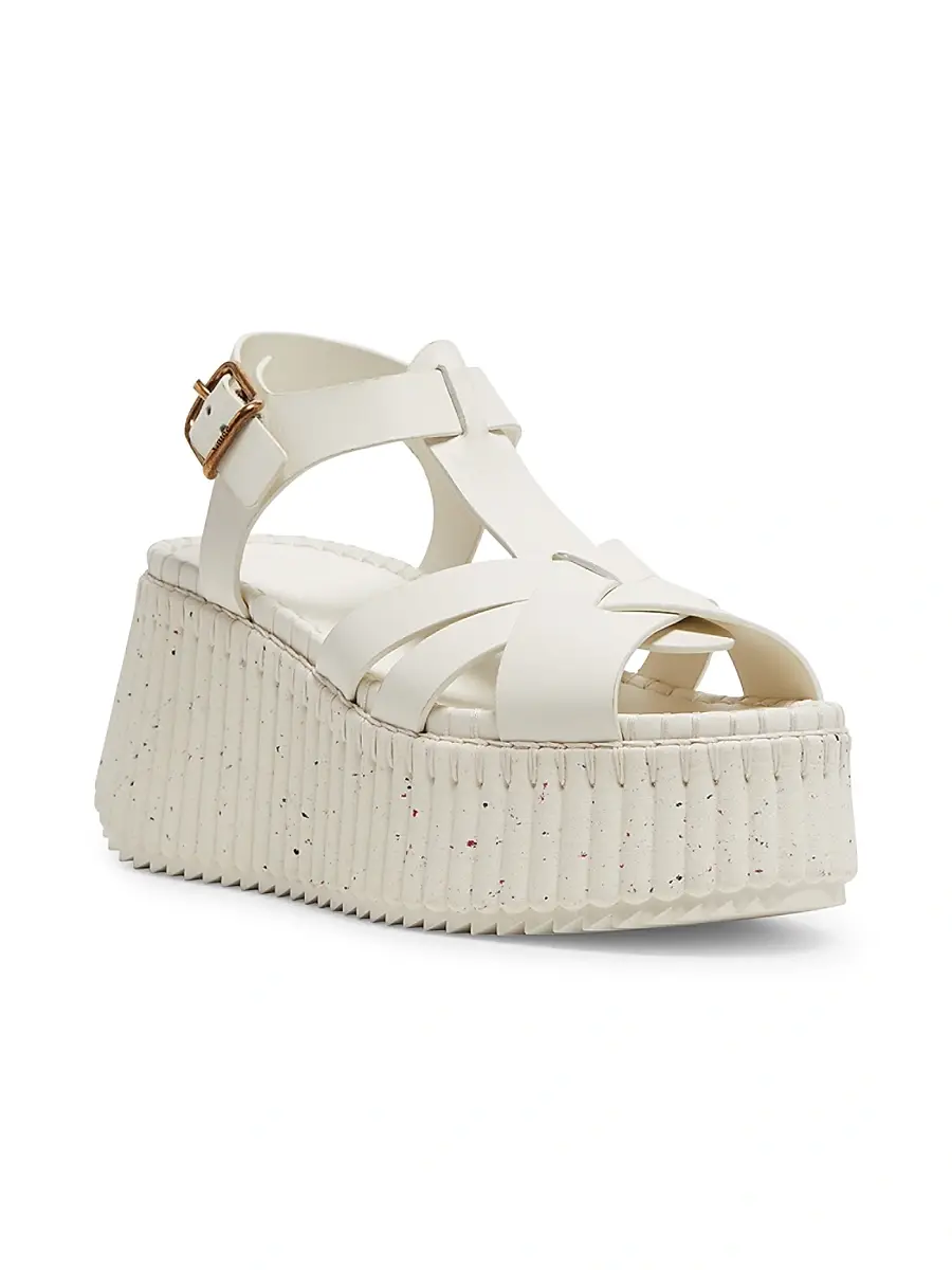 Chloé Women's Nama 80MM Leather Platform Sandals - Eggshell | Thumbnail 2