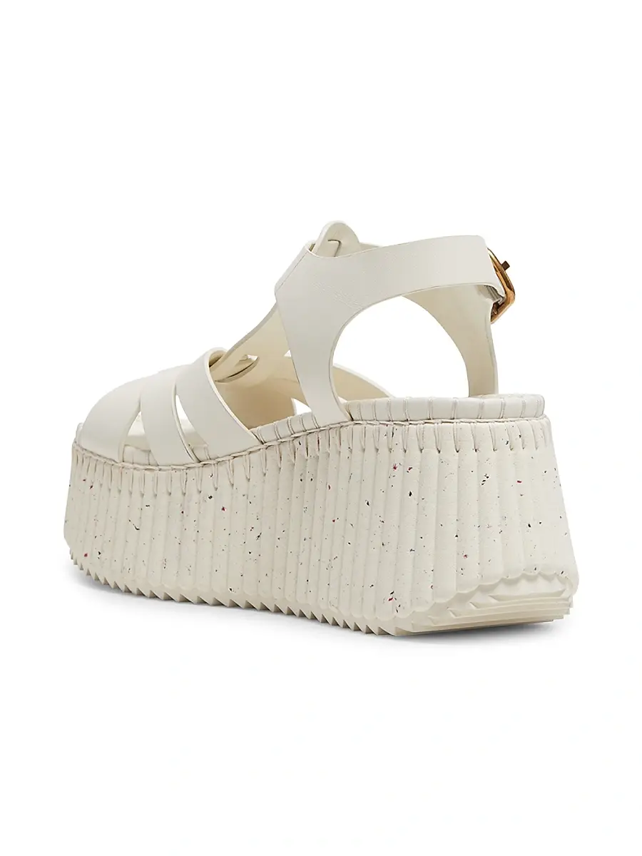 Chloé Women's Nama 80MM Leather Platform Sandals - Eggshell | Thumbnail 3