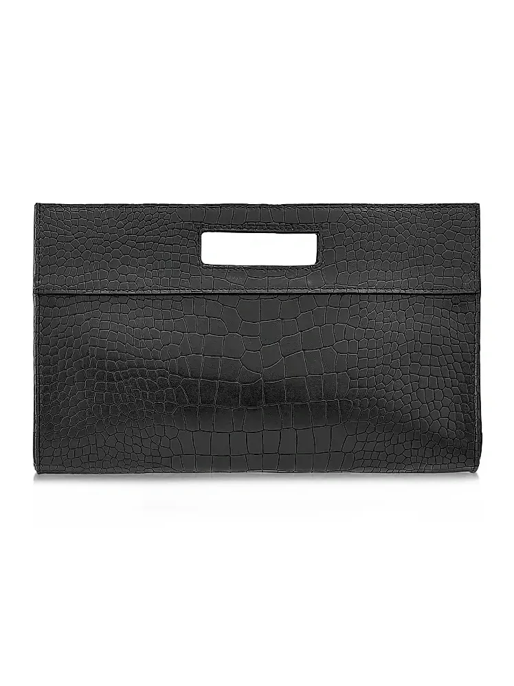 Women's Remy Croc-Embossed Leather Clutch