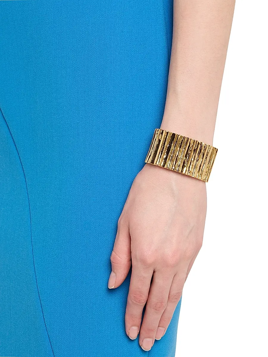 KENNETH JAY LANE Women's Goldtone Ribbed Cuff Bracelet | Thumbnail 2