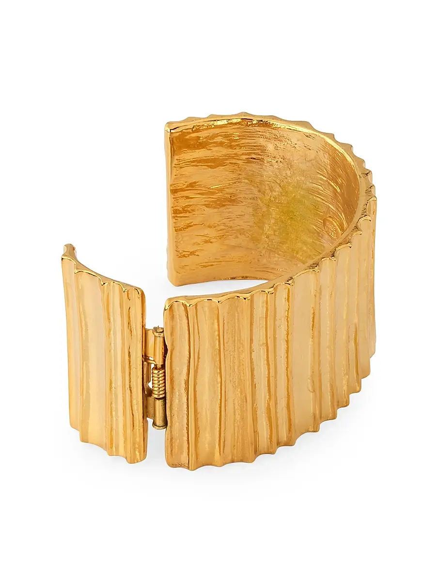 KENNETH JAY LANE Women's Goldtone Ribbed Cuff Bracelet | Thumbnail 4