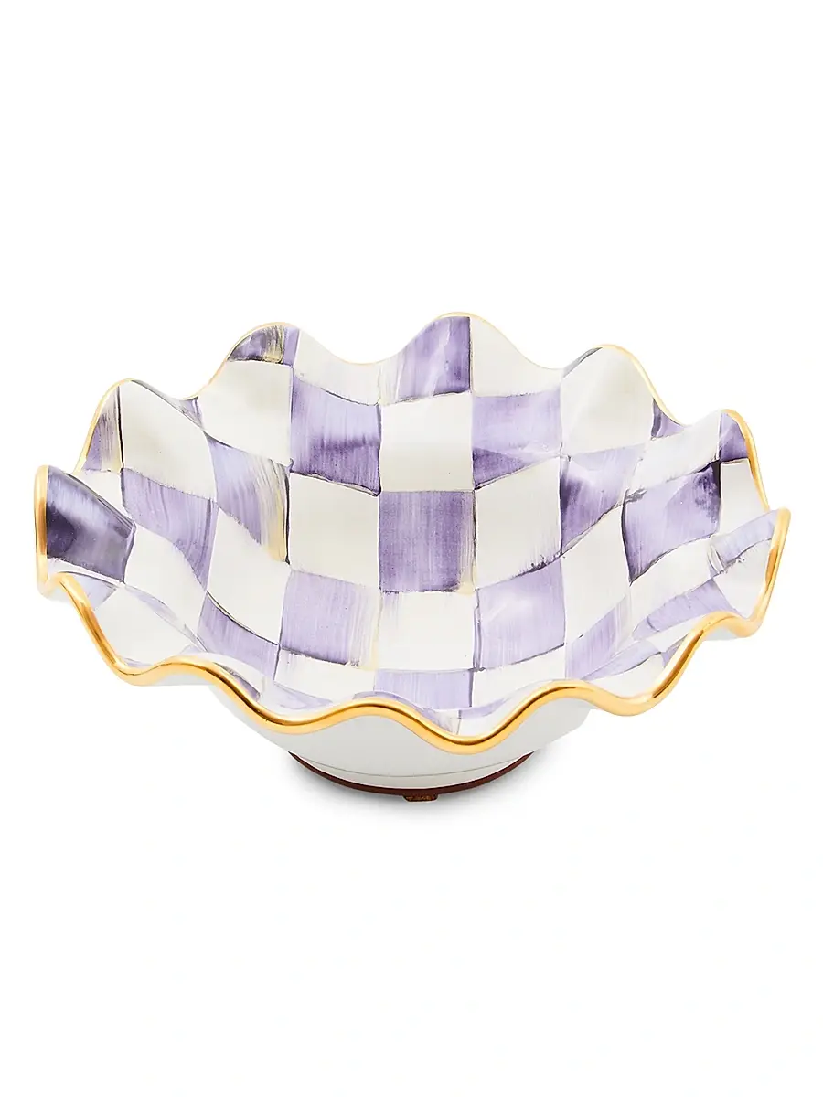 MacKenzie-Childs Plum Check Fluted Ceramic Breakfast Bowl | Thumbnail 2
