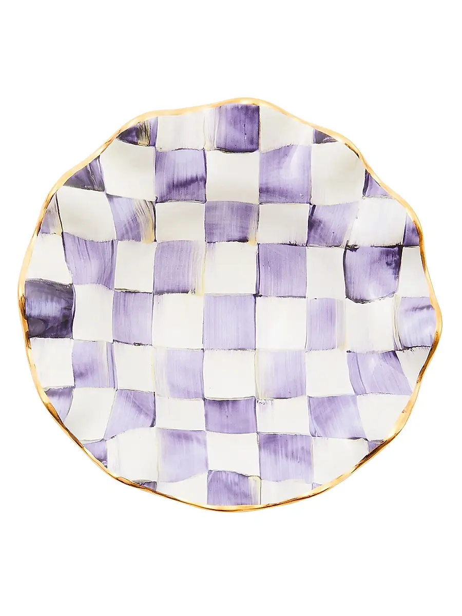 MacKenzie-Childs Plum Check Fluted Ceramic Breakfast Bowl | Thumbnail 3