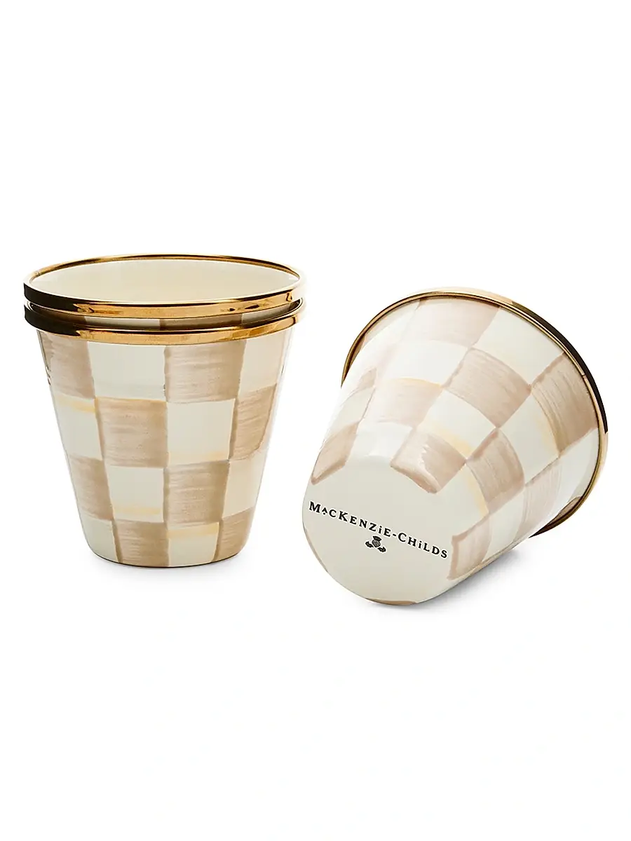MacKenzie-Childs Mocha Check 3-Piece Herb Pot Set | Thumbnail 2 MacKenzie-Childs Mocha Check 3-Piece Herb Pot Set | Thumbnail 2