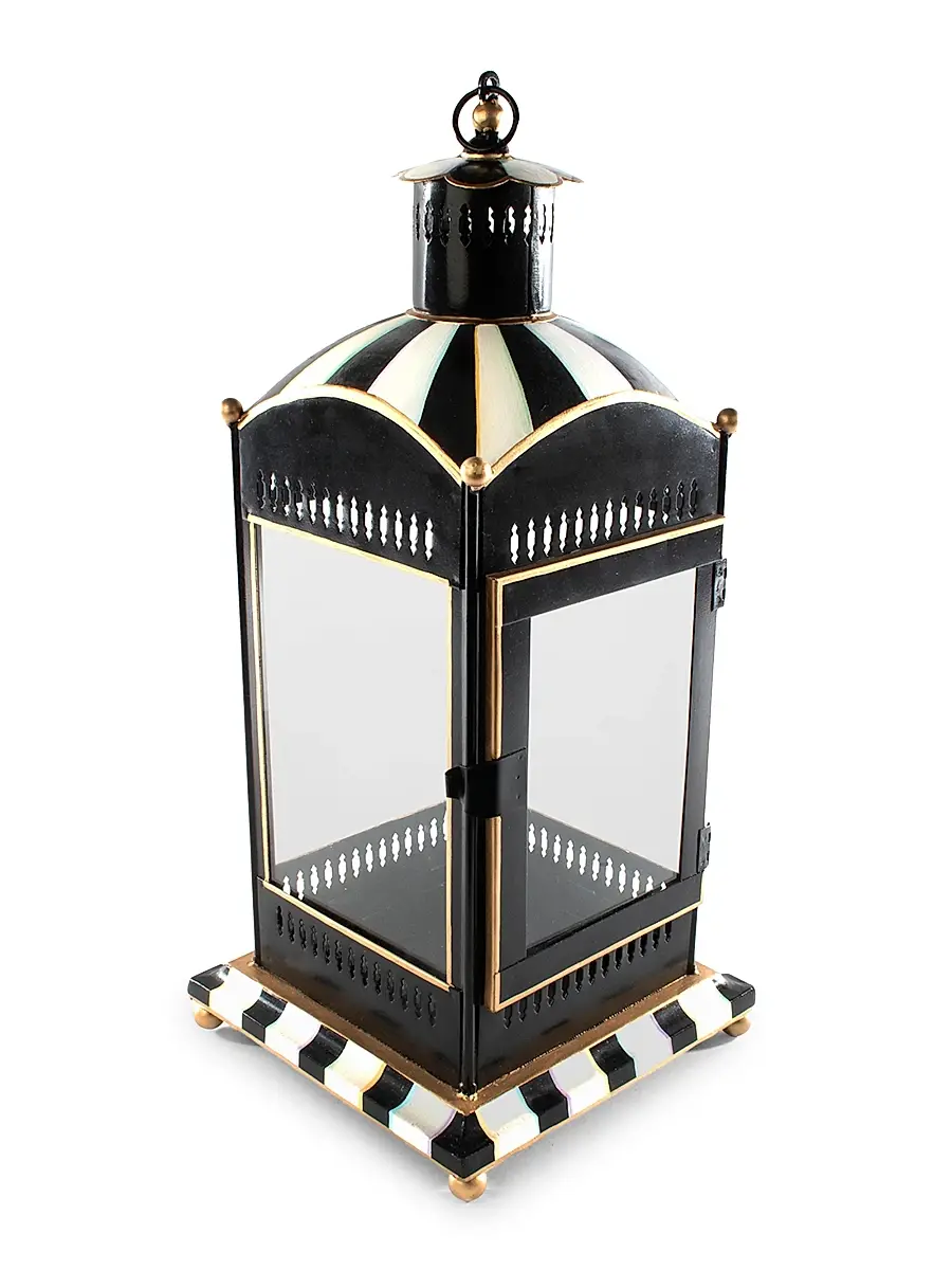 MacKenzie-Childs Courtly Stripe Large Candle Lantern | Image 1 MacKenzie-Childs Courtly Stripe Large Candle Lantern | Image 1