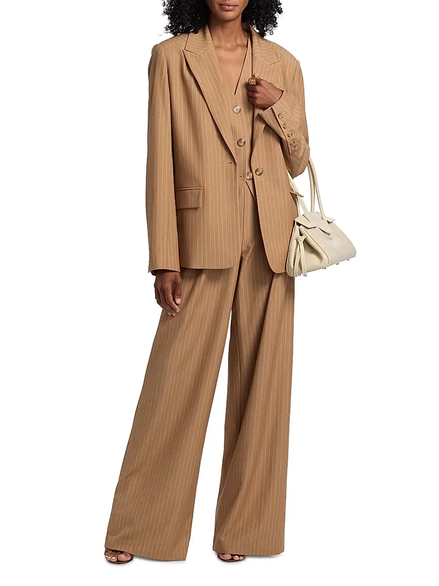 Toccin Women's Willa Boyfriend Pinstriped Blazer | Thumbnail 2 Toccin Women's Willa Boyfriend Pinstriped Blazer | Thumbnail 2