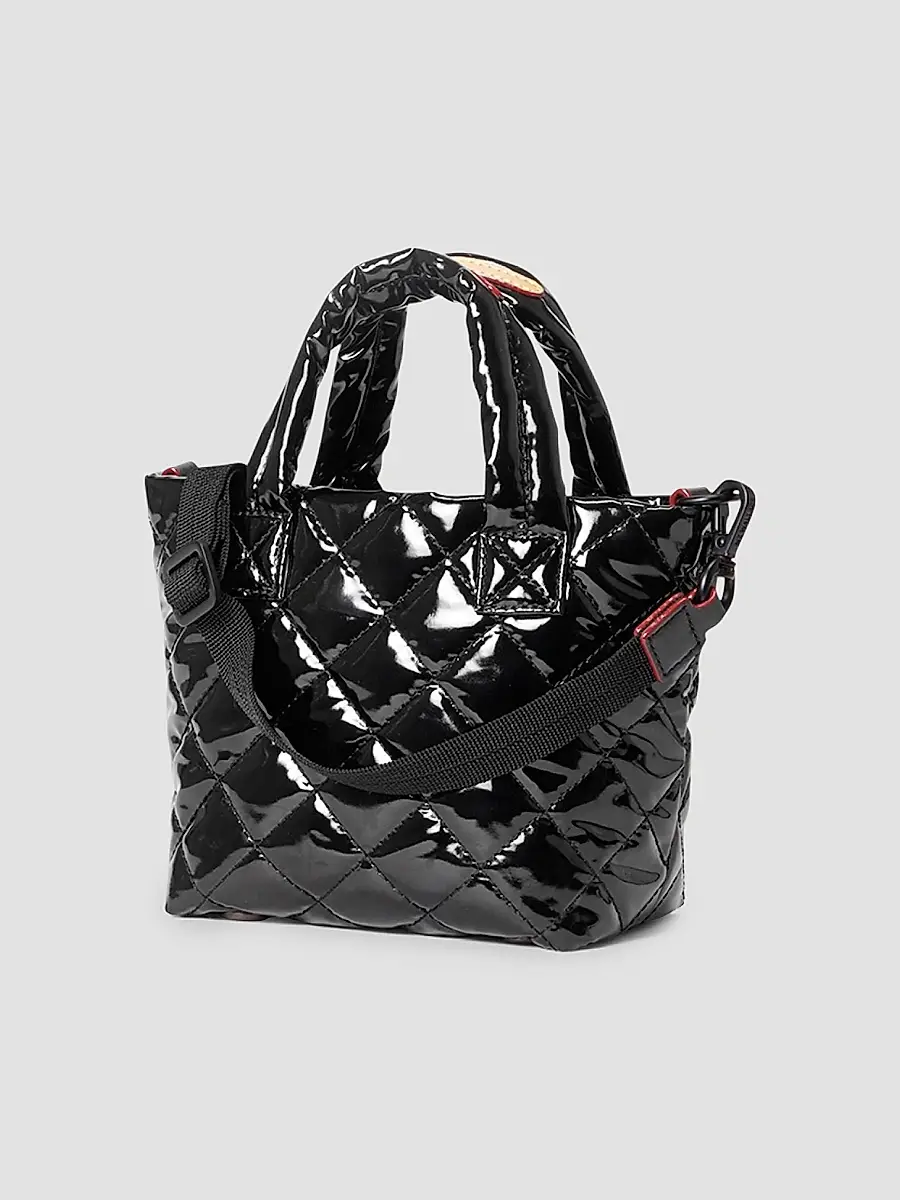 MZ Wallace Women's Petite Metro Deluxe Quilted Patent Leather & Nylon Tote Bag - Black | Thumbnail 3