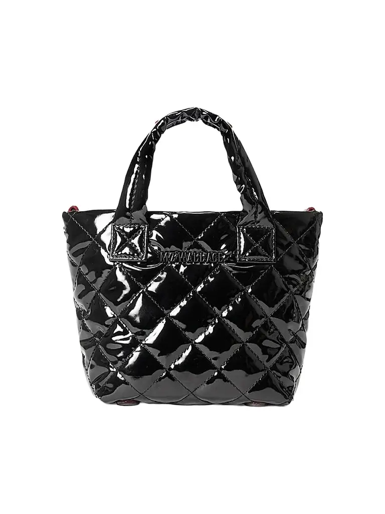 MZ Wallace Women's Petite Metro Deluxe Quilted Patent Leather & Nylon Tote Bag - Black | Image 1 MZ Wallace Women's Petite Metro Deluxe Quilted Patent Leather & Nylon Tote Bag - Black | Image 1