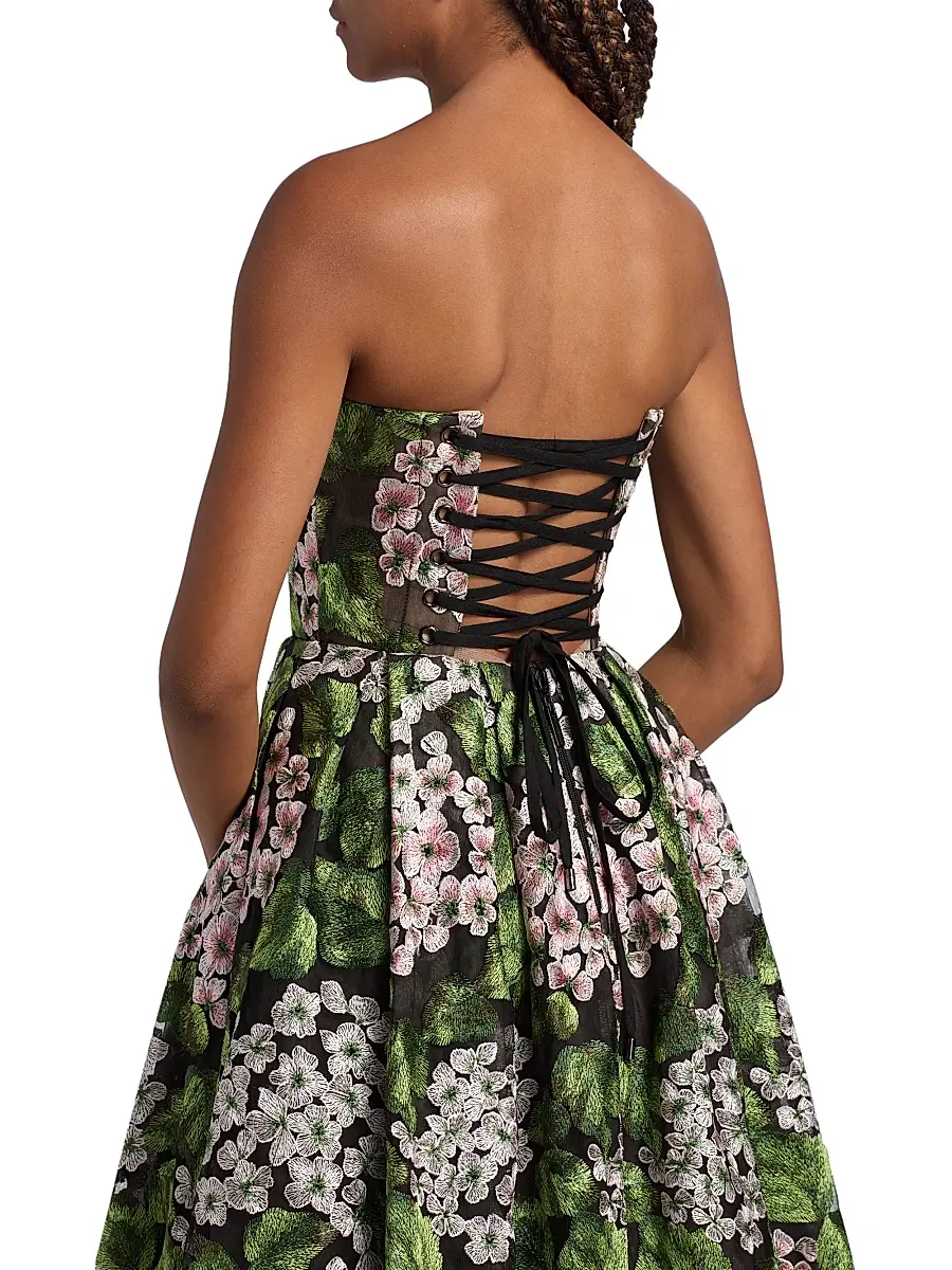 Bronx and Banco Women's Kate Floral Embroidered Corset Midi-Dress | Thumbnail 6 Bronx and Banco Women's Kate Floral Embroidered Corset Midi-Dress | Thumbnail 6