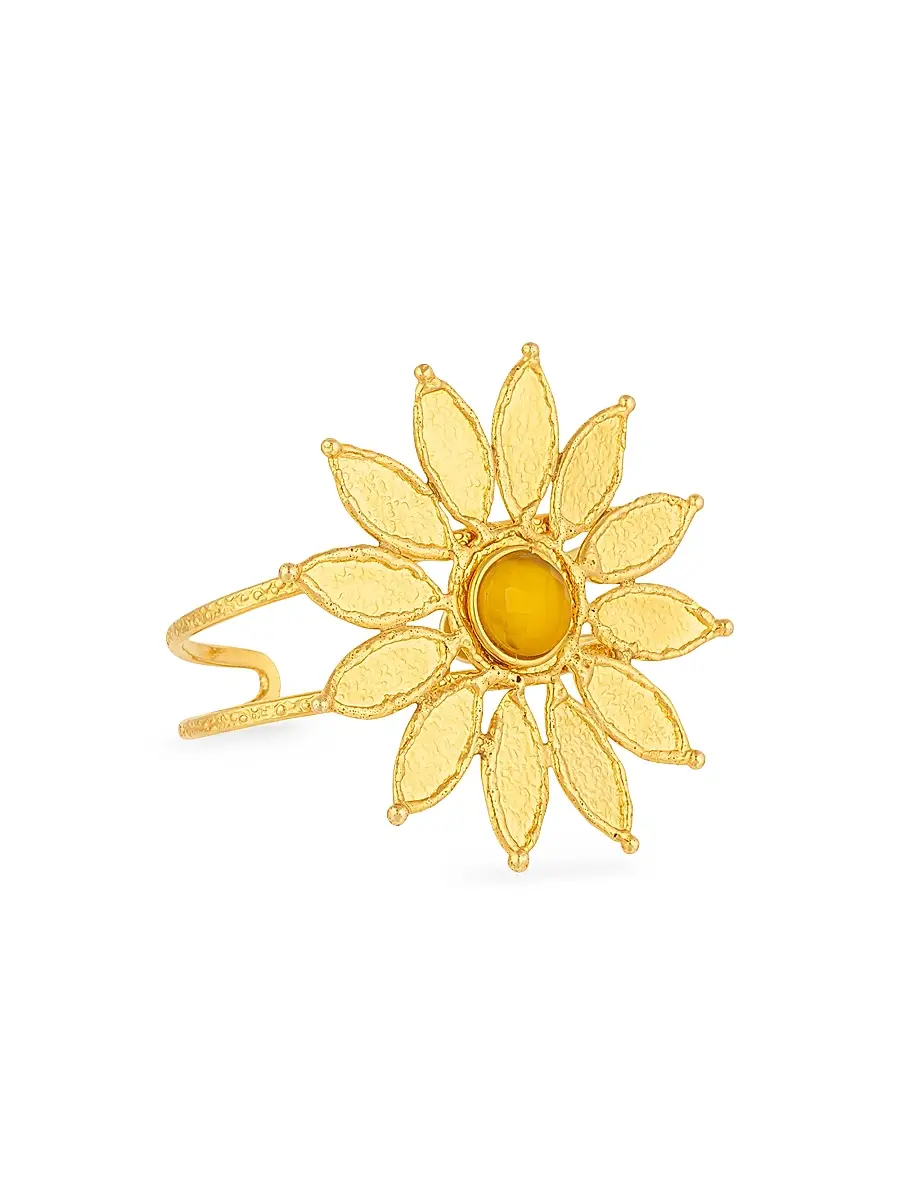 Sylvia Toledano Women's Sunflower 22K-Gold-Plated & Onyx Cuff - Gold | Image 1 Sylvia Toledano Women's Sunflower 22K-Gold-Plated & Onyx Cuff - Gold | Image 1