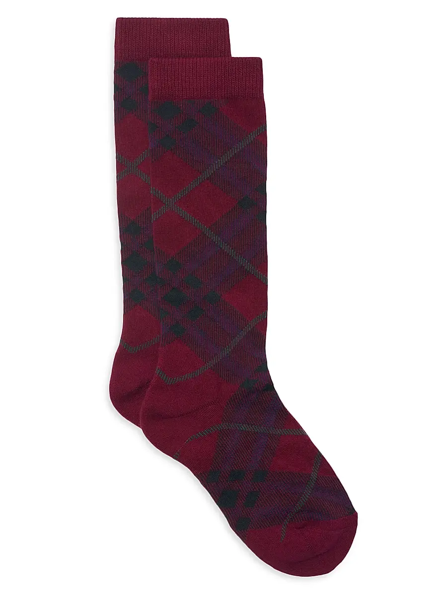 Men's Check Cotton-Blend Socks - Sash Red Men's Check Cotton-Blend Socks - Sash Red