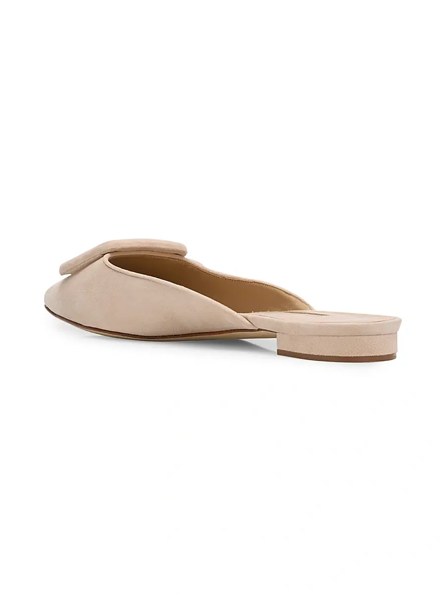 Manolo Blahnik Women's Maysale Buckle-Detail Suede Mules - Nude | Thumbnail 4