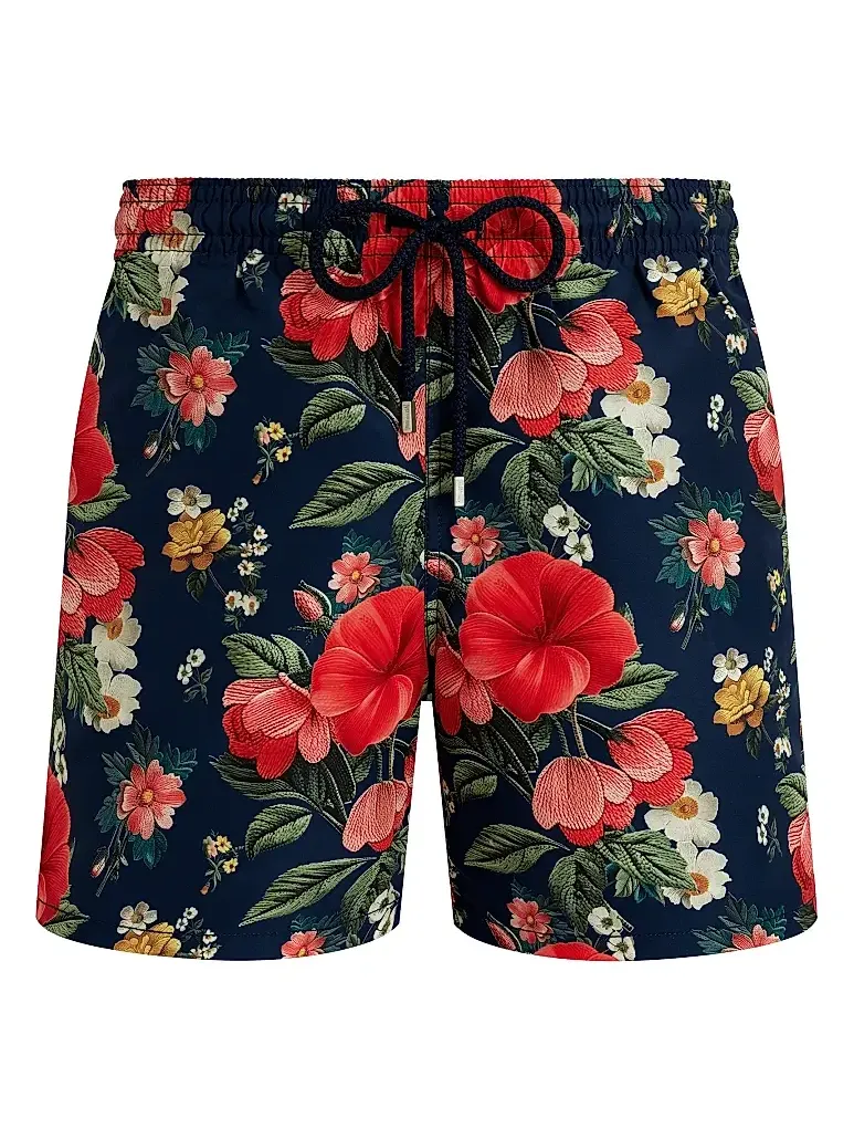 Men's Trompe-L'ail Floral Swim Shorts