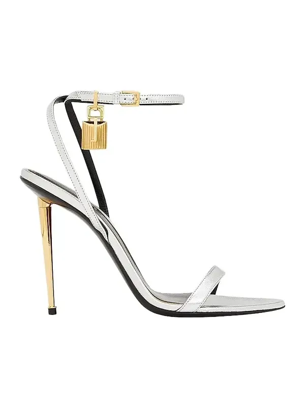 Women's 105MM Metallic Leather Stiletto Sandals Women's 105MM Metallic Leather Stiletto Sandals