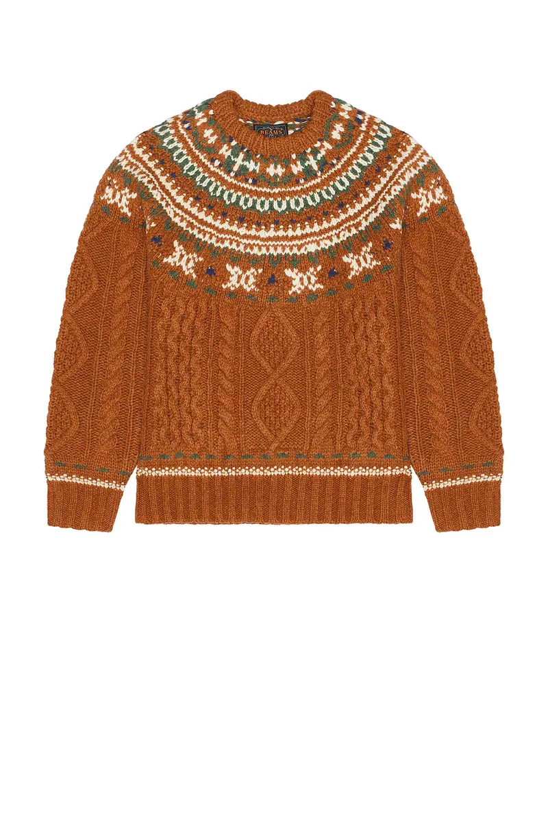Beams Plus Crew Nordic Cable Sweater | Thumbnail 6