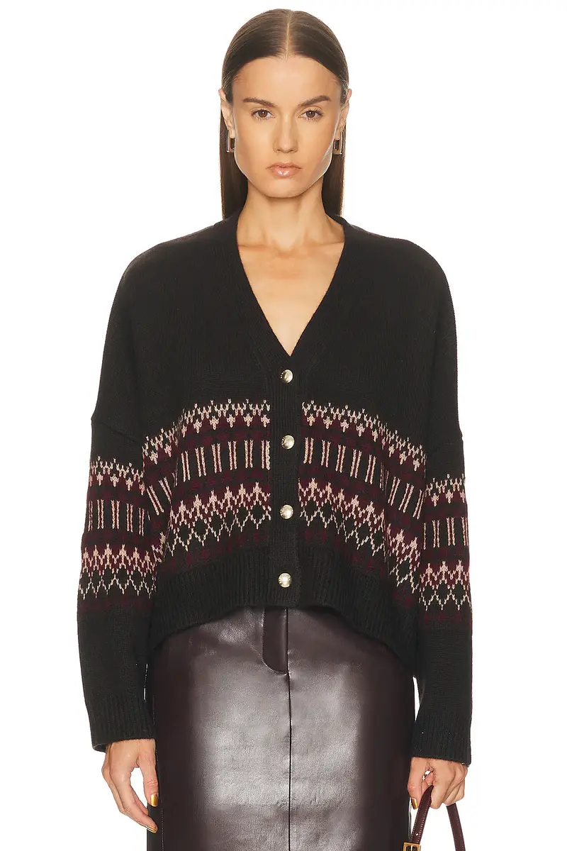 SABLYN Elliot B Boxy Cropped Fairisle Cardigan | Image 1 SABLYN Elliot B Boxy Cropped Fairisle Cardigan | Image 1