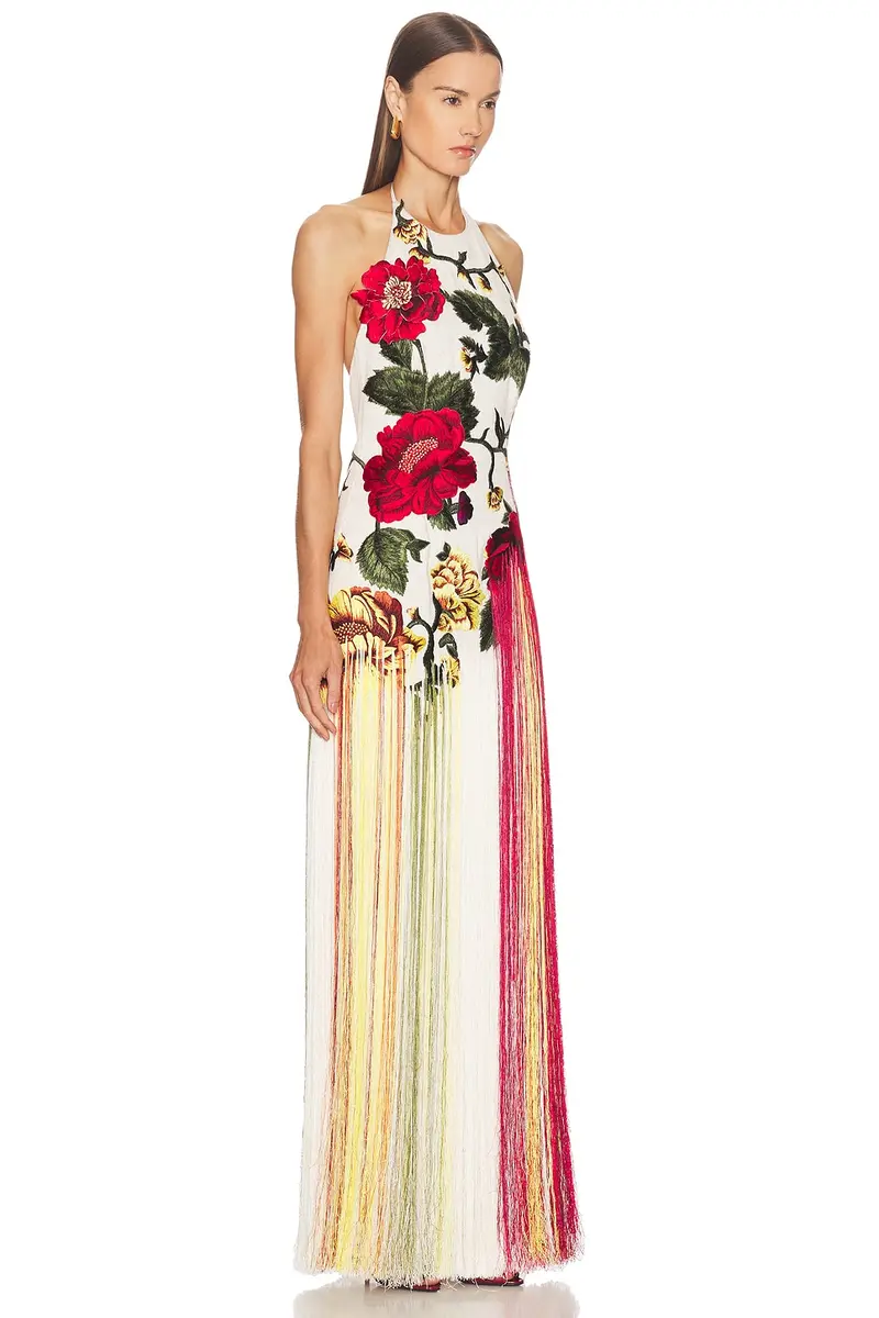 Oscar de la Renta Halter Neck Embroidered Gown | Thumbnail 2 Oscar de la Renta Halter Neck Embroidered Gown | Thumbnail 2