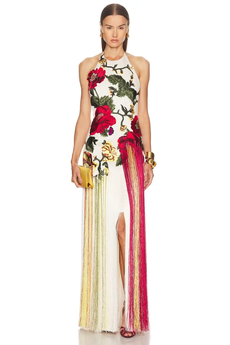 Oscar de la Renta Halter Neck Embroidered Gown | Thumbnail 5 Oscar de la Renta Halter Neck Embroidered Gown | Thumbnail 5
