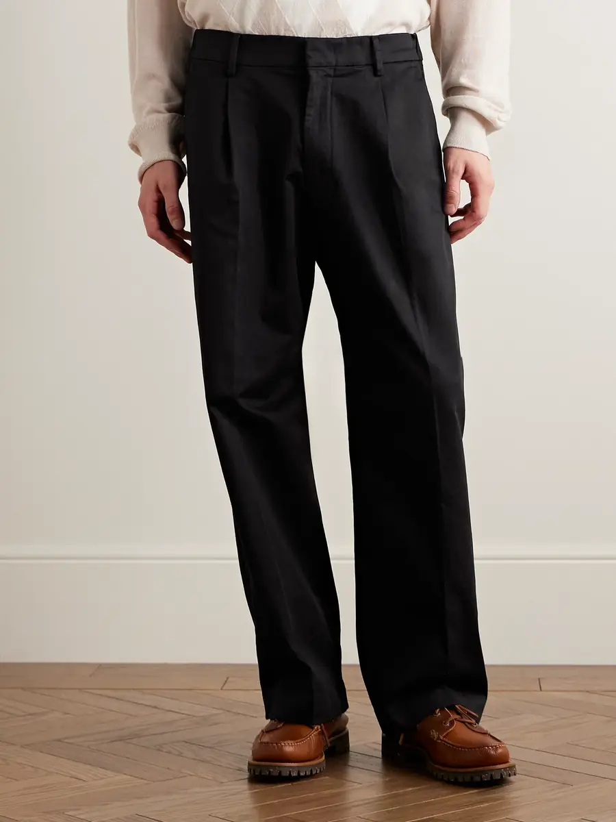 NN07 Kay 1420 Wide-Leg Pleated Organic Cotton-Blend Twill Trousers - Men | Thumbnail 3